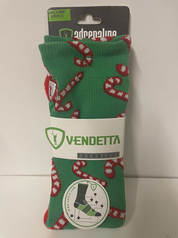 Adrenaline Vendetta Candy Canes Socks