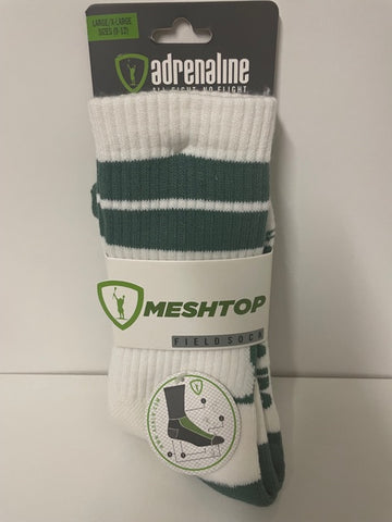 Adrenaline Meshtop White with Forest Green Stripes Socks